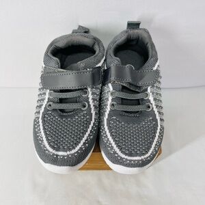 Charcoal and White Kids Velcro Sneakers‎